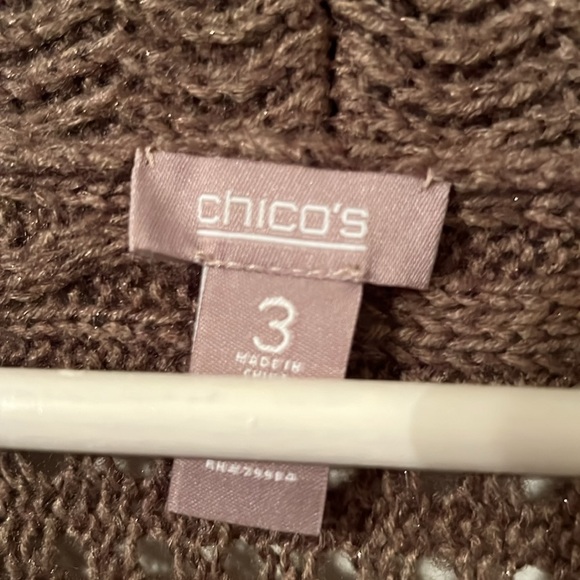 Chicos Sweater Women Size 3 Brown Open Cardigan - Picture 2 of 5